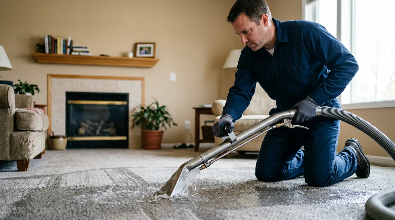 Water damage restoration technician working near Linden, VA